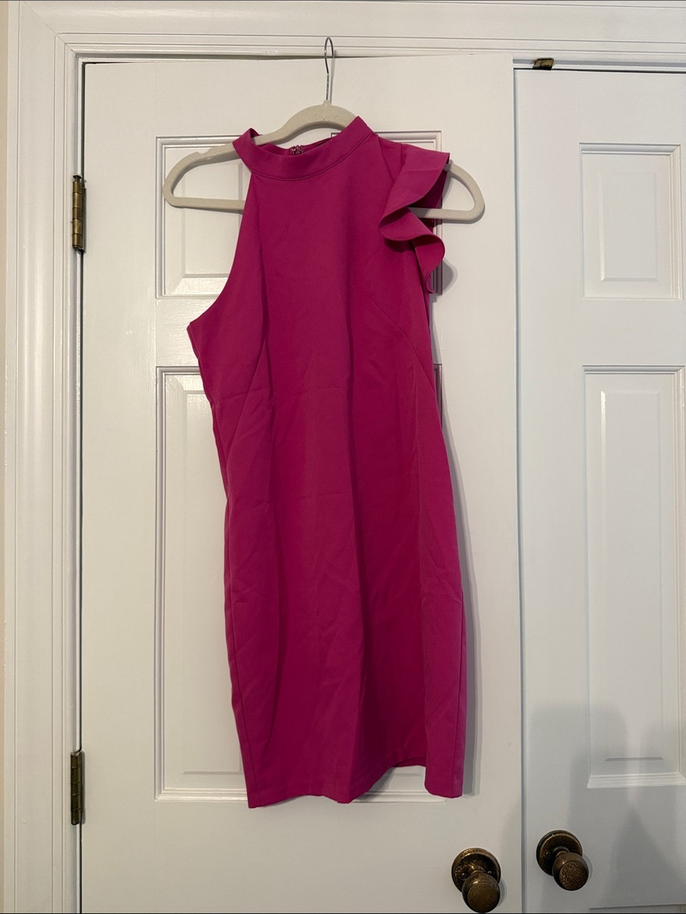 fab'rik Hot Pink One-Shoulder Ruffle Dress